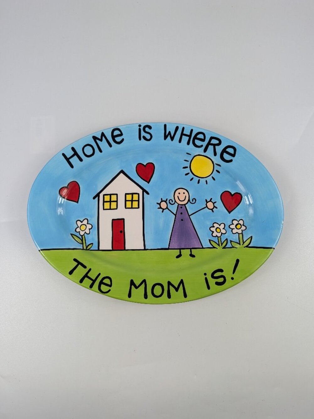 Lorrie Veasey Our Name Is Mud Platter "Home is Where the Mom Is!" Chipped